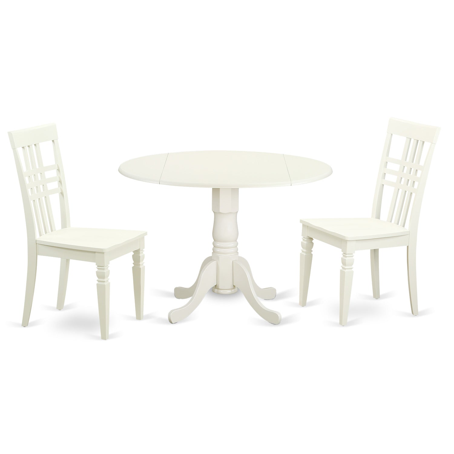 DLLG3-LWH-W 3 PC Dining room set with a Dining Table and 2 Kitchen Chairs in Linen White