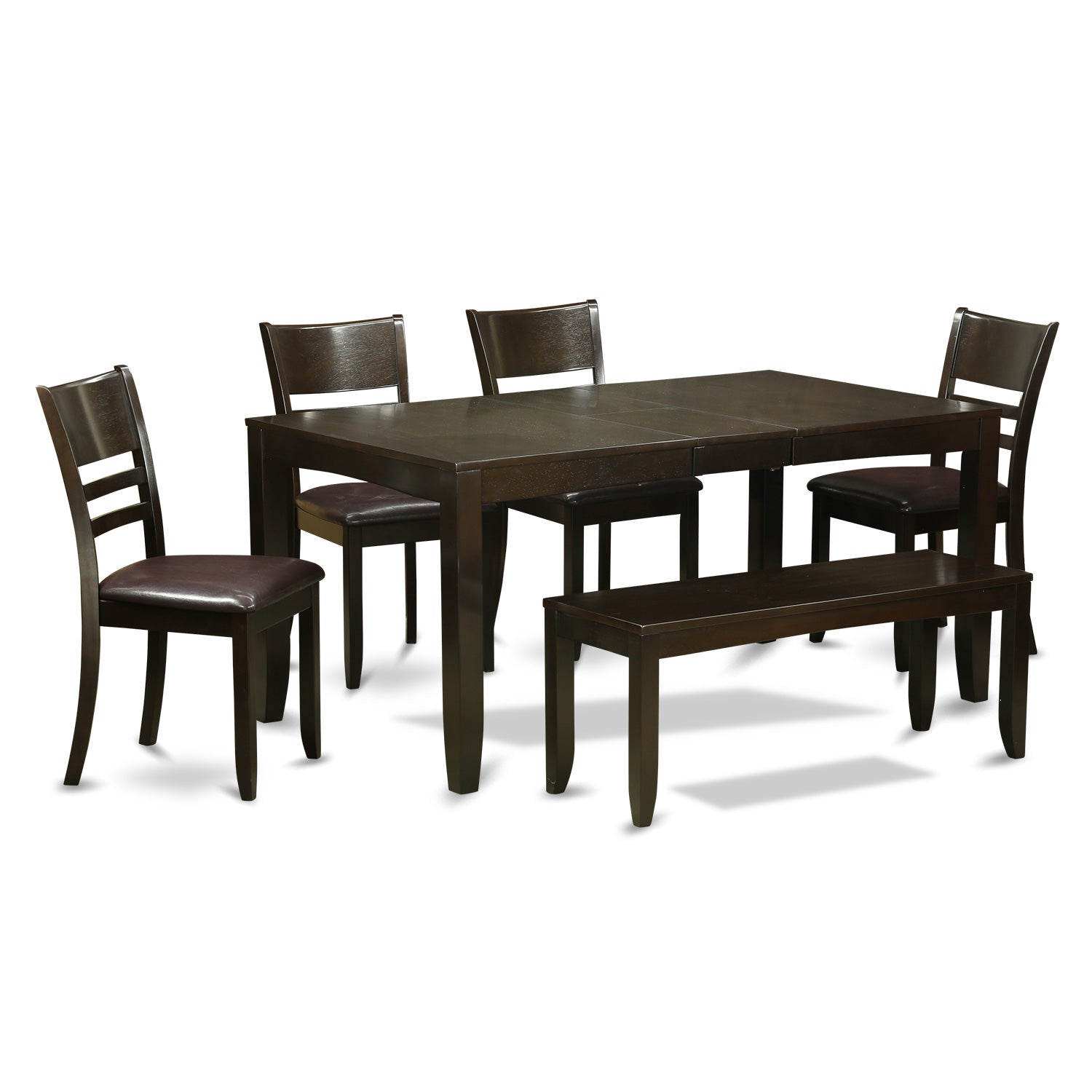 LYFD6-CAP-LC 6 PC Dining set with bench-Dining Table with Leaf and 4 Dining Chairs Plus Bench
