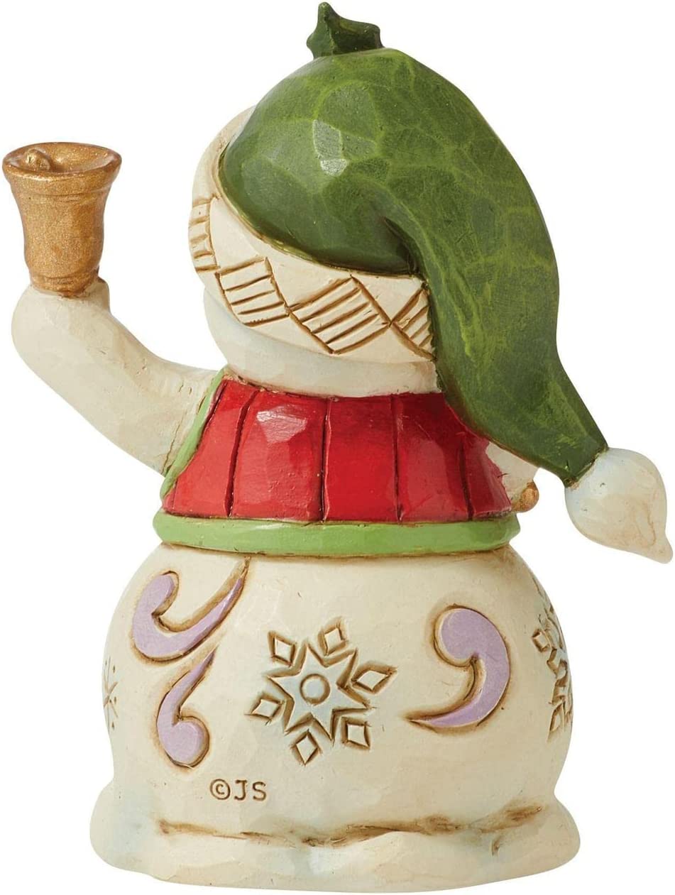 Enesco Jim Shore Miniature White Snowman with Bells Figurine