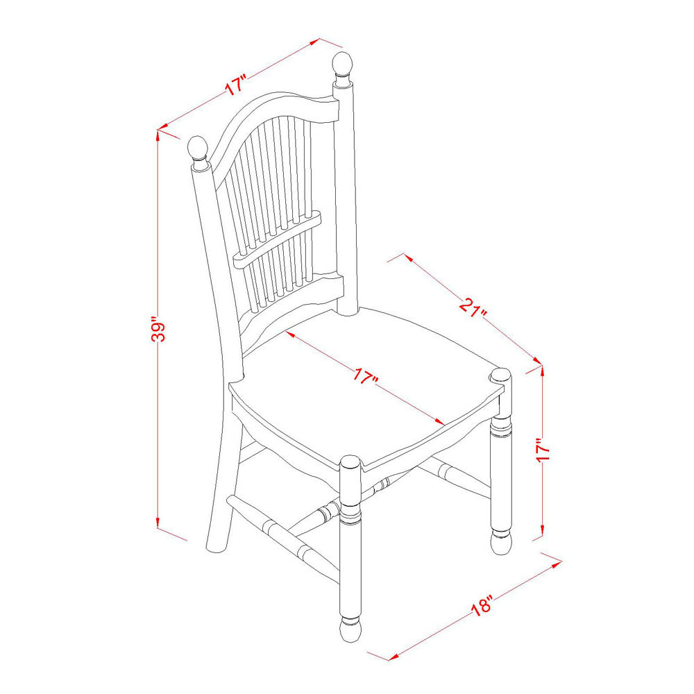 DOC-MAH-W Dover Dining Room Chairs With Wood Seat - Finished in Mahogany