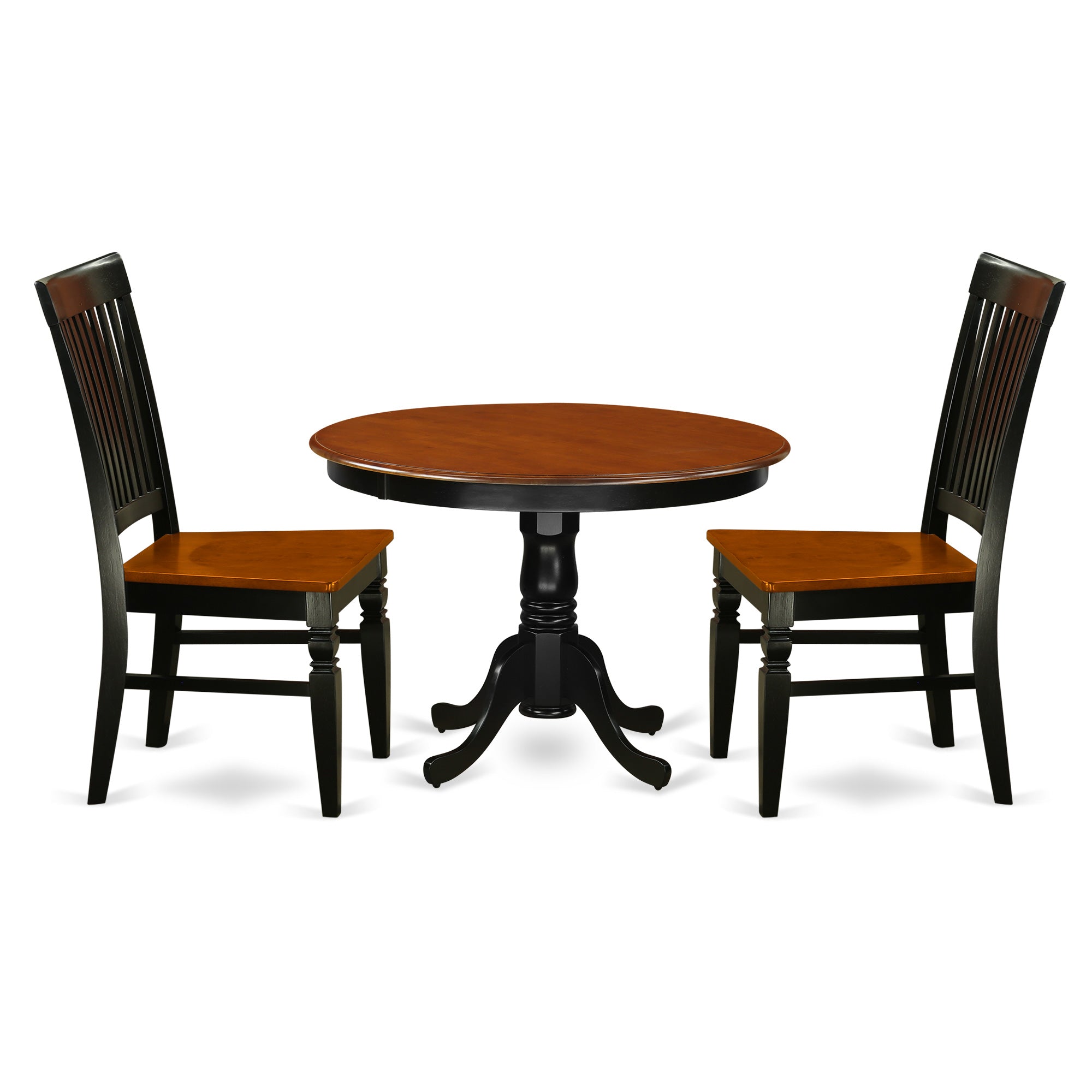 HLWE3-BCH-W 3Pc Kitchen table set with a Dining Table and 2 Wood Seat Dining Chairs in Black and Cherry