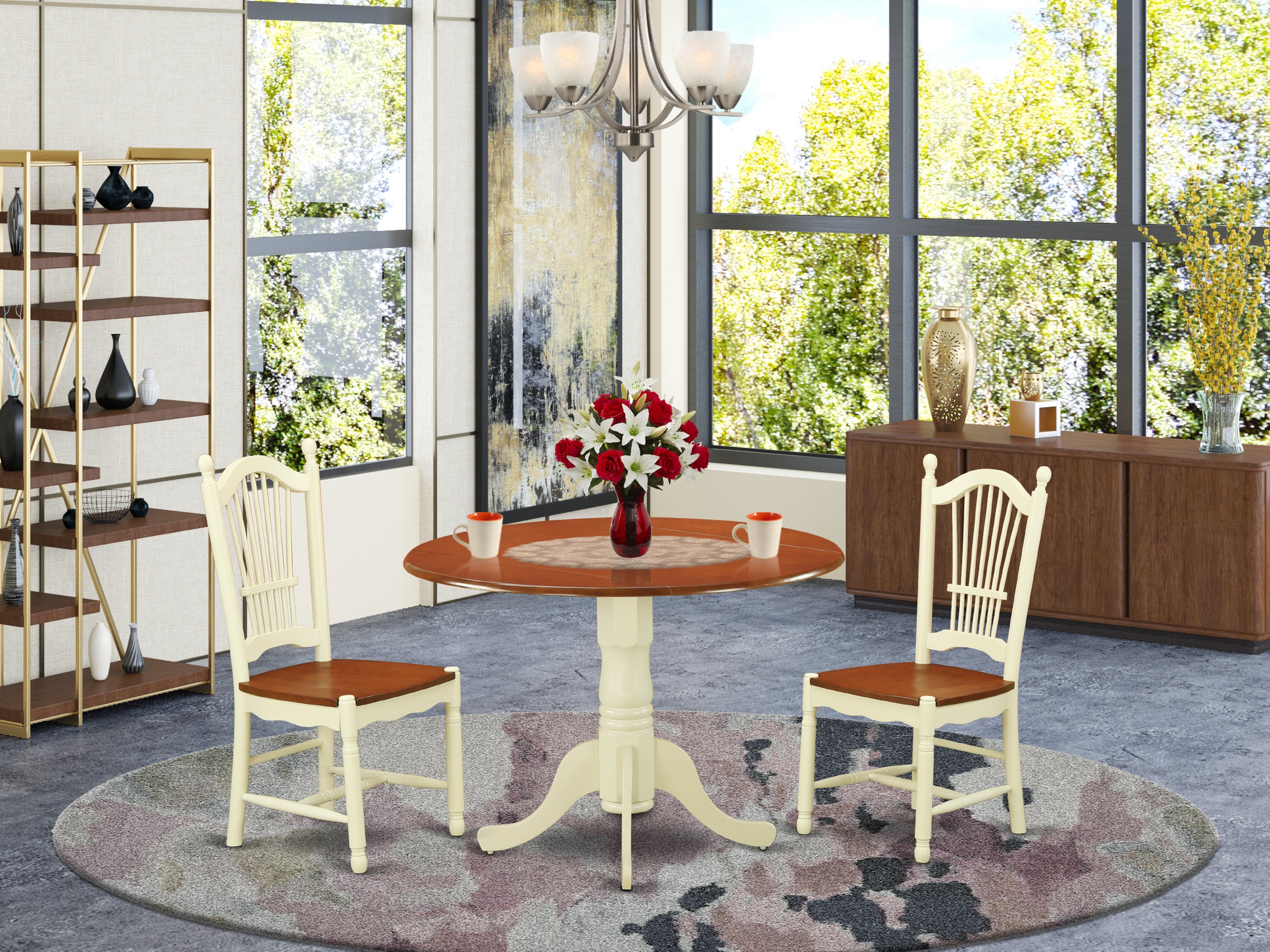 DLDO3-BMK-W 3 PC Kitchen dinette set-Kitchen dinette Table and 2 Kitchen Dining Chairs