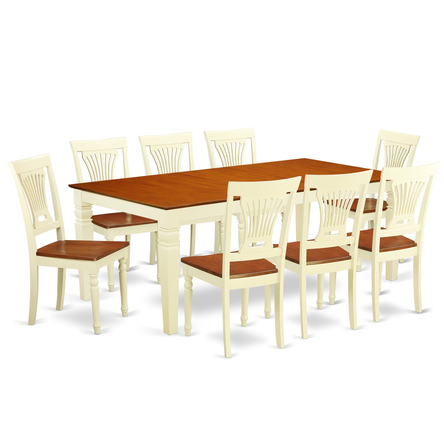 LGPL9-BMK-W 9 Pc Dinette Table set with a Dining Table and 8 Kitchen Chairs in Buttermilk and Cherry