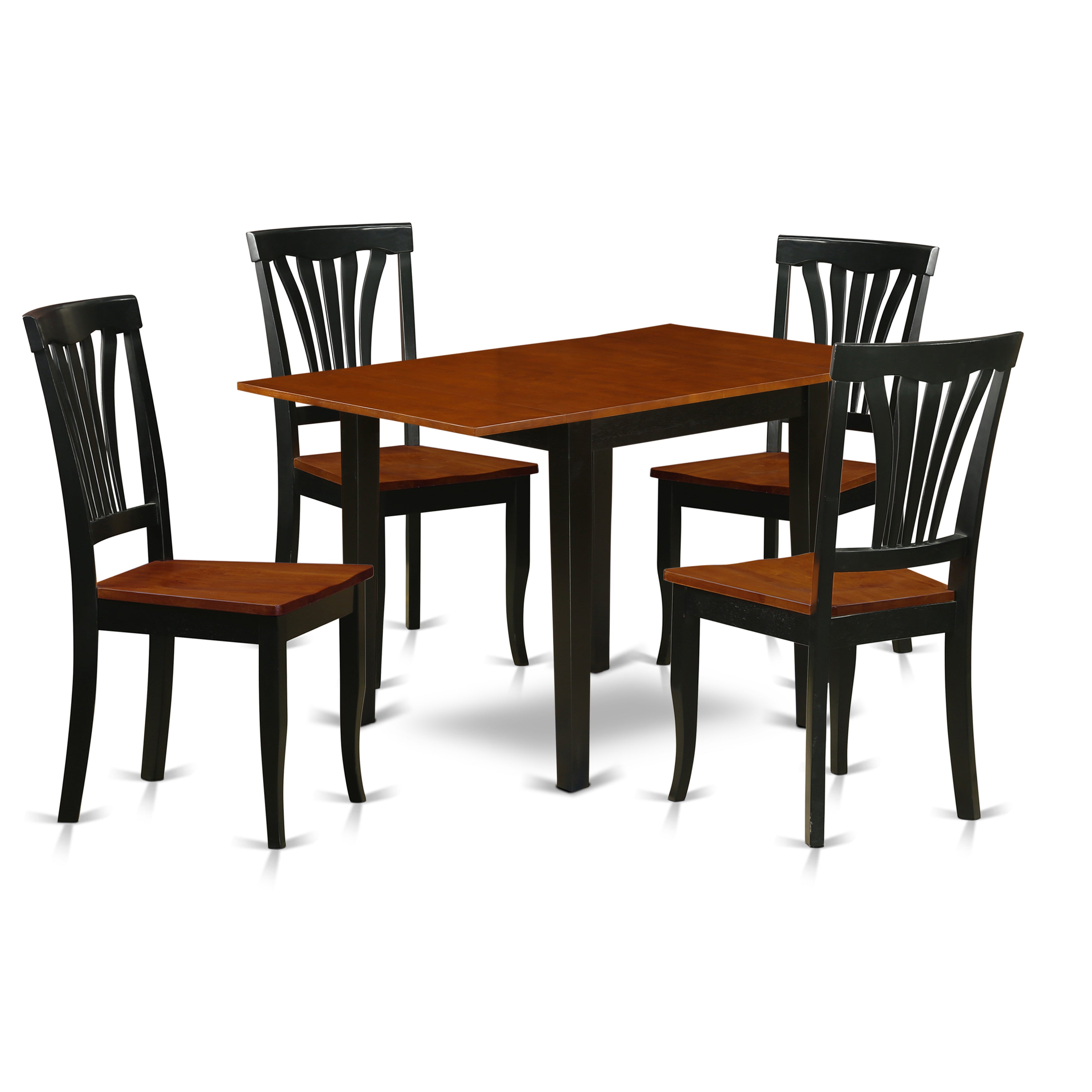 East West Furniture NDAV5-BCH-W Kitchen Table Set 5 Pc- 4 Excellent Wooden Dining Chairs and a Fantastic Dining Room Table - Cherry Finish Hardwood Chair Seat - Black Finish Solid Wood Frame