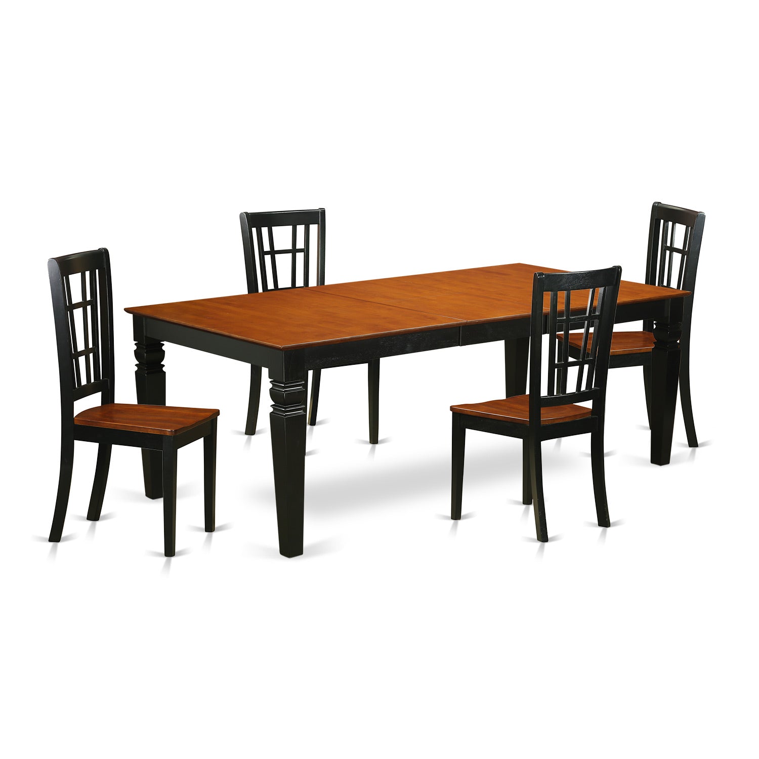 LGNI5-BCH-W 5 PC Kitchen Table set with a Dining Table and 4 Kitchen Chairs in Black and Cherry