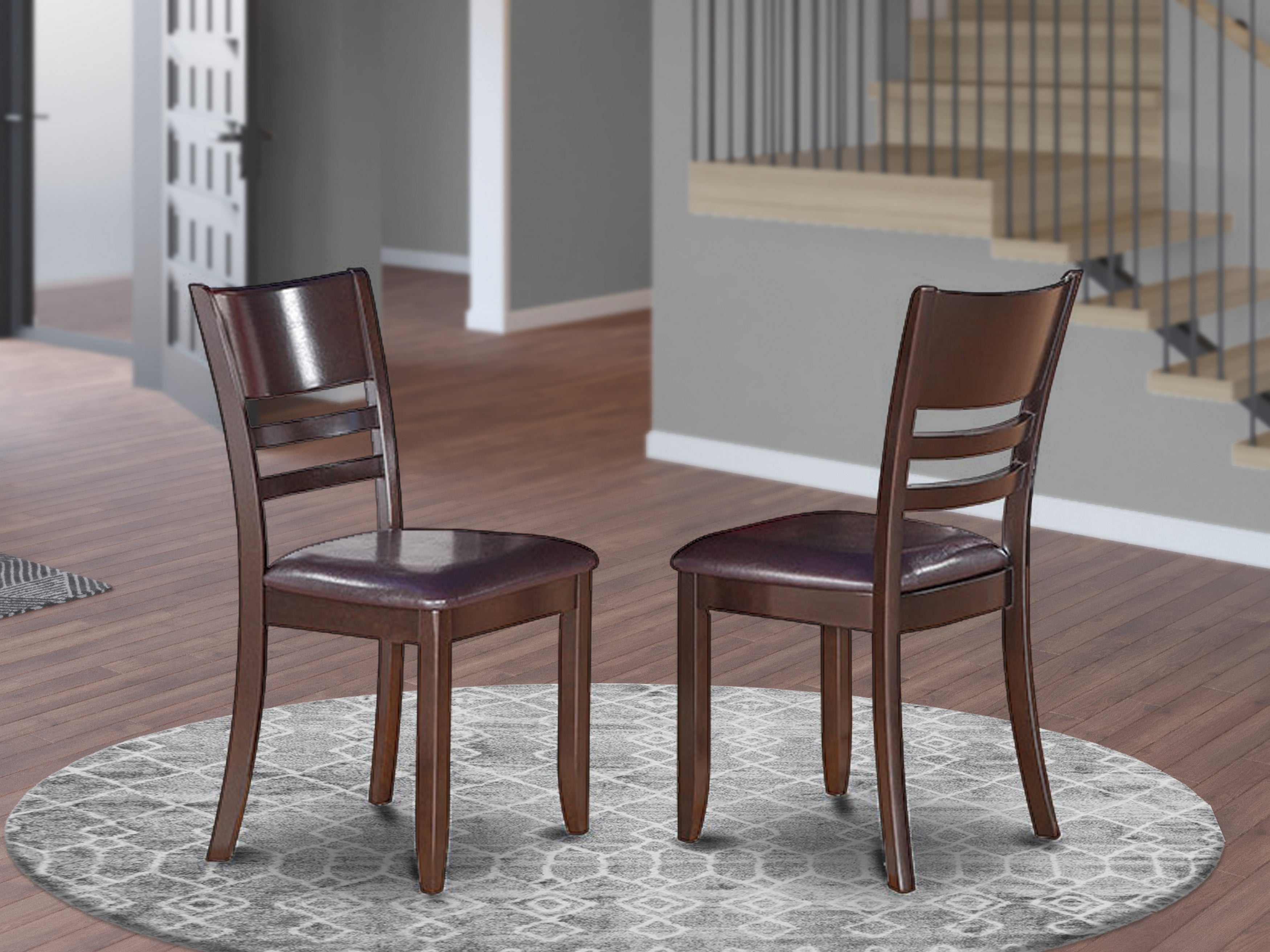 LYC-CAP-LC Lynfield Dining Chair with Faux Leather Upholstered Seat in Cappuccino Finish