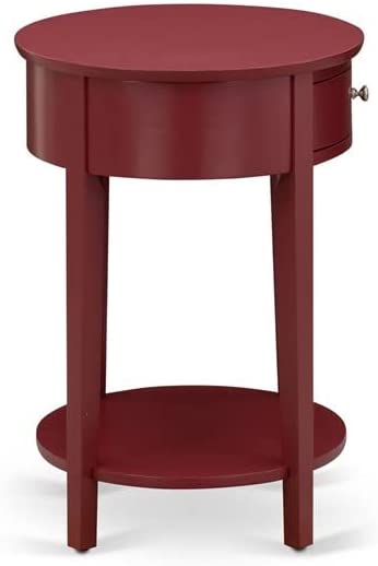 HI-13-ET Modern Solid Wood End Table w/ Drawer Burgundy Finish