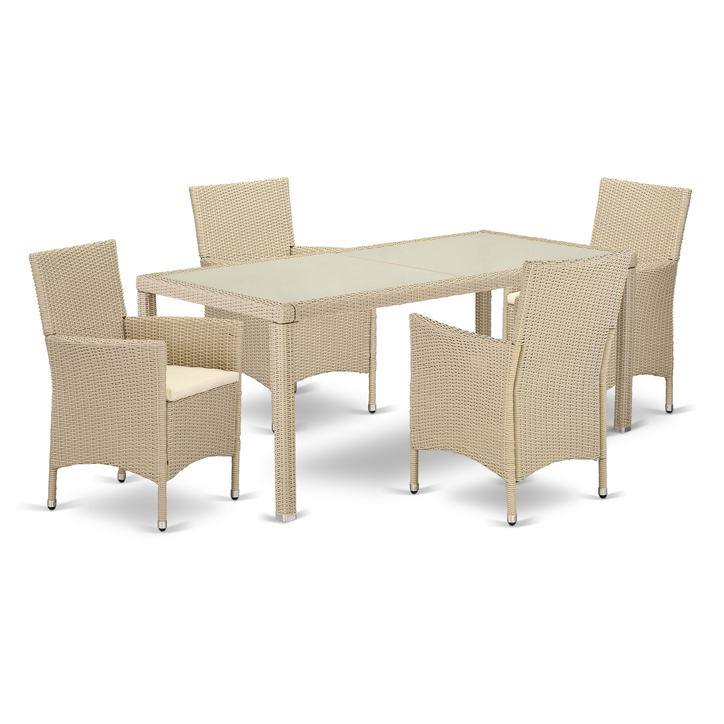 LUVL5-53V 5 pc Courtyard Wicker Dining Set for 4 in Cream Finish