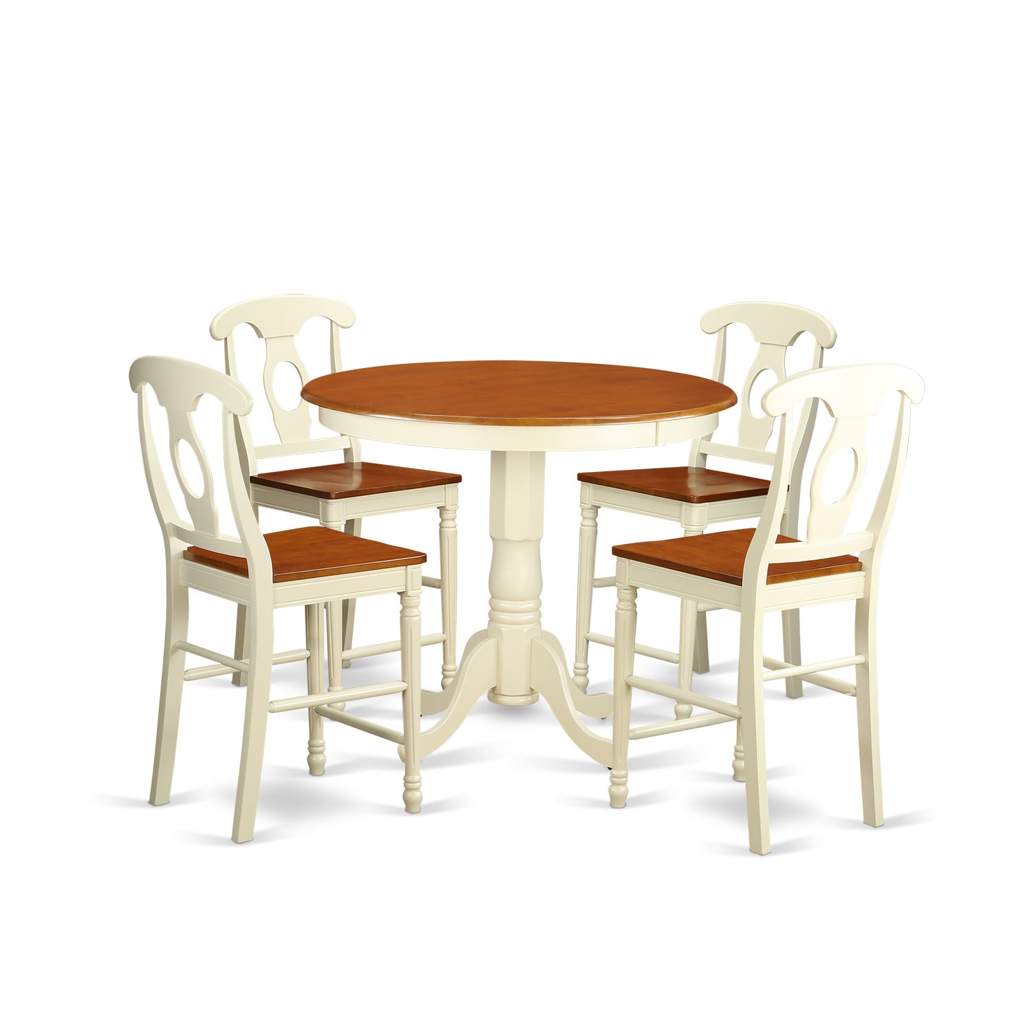 JAKE5-WHI-W 5 PC counter height pub set - Table and 4 counter height stool.