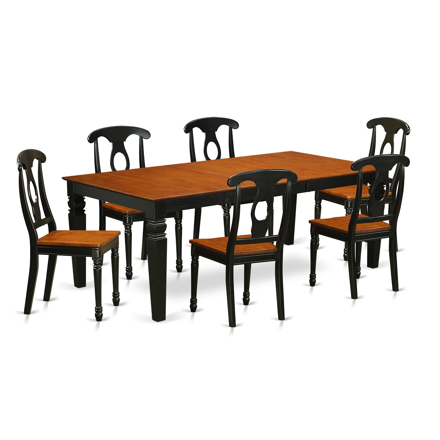 LGKE7-BCH-W 7 PC Table set with a Table and 6 Dining Chairs in Black and Cherry