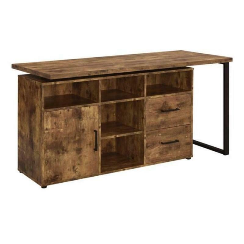 L-Shaped Home Office desk with Drawers and File Cabinet -Antique Nutmeg 804464