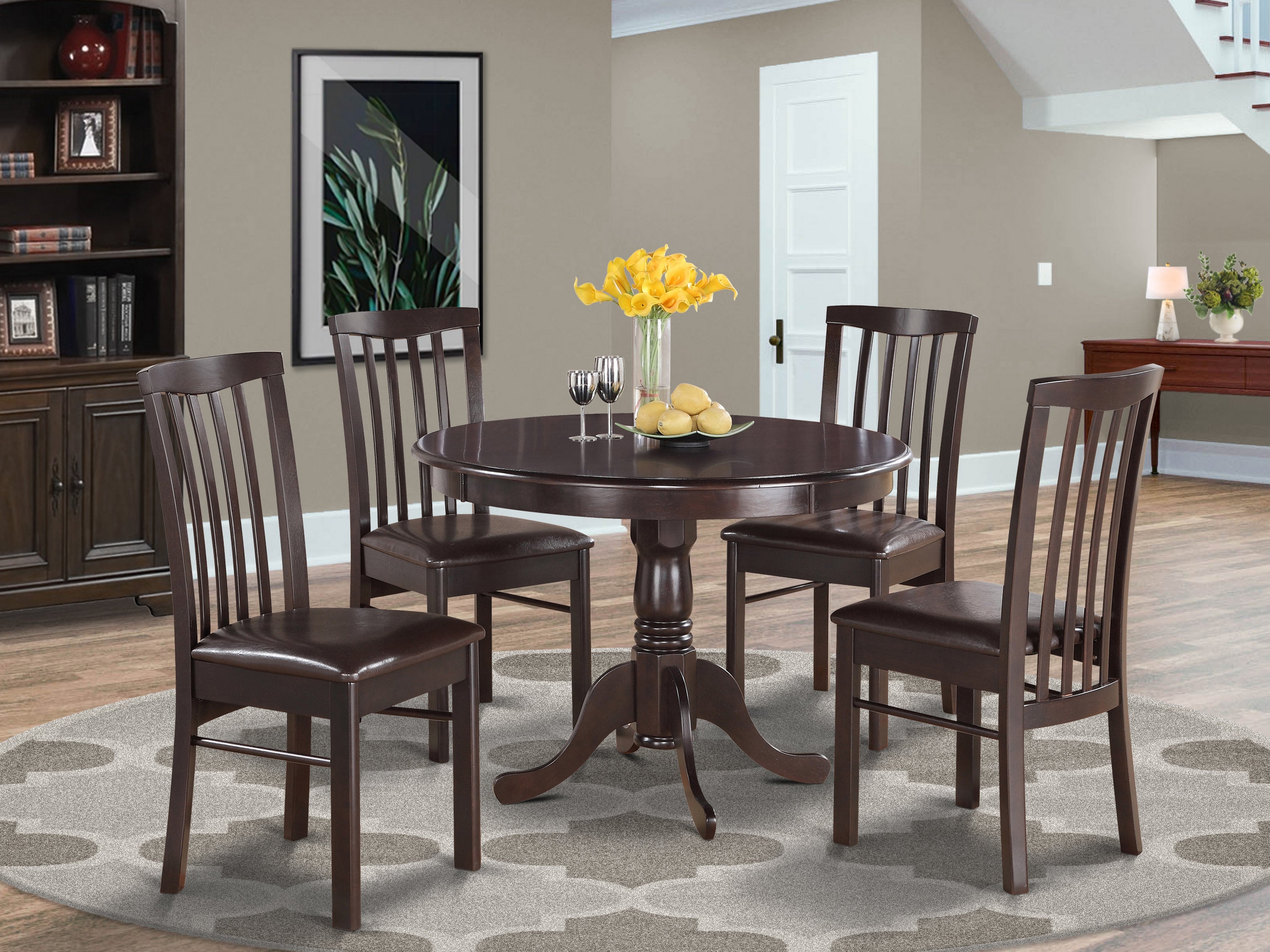 HART5-CAP-LC 5 Pc small Kitchen Table and Chairs set Table Round Table and 4 Dining Chairs