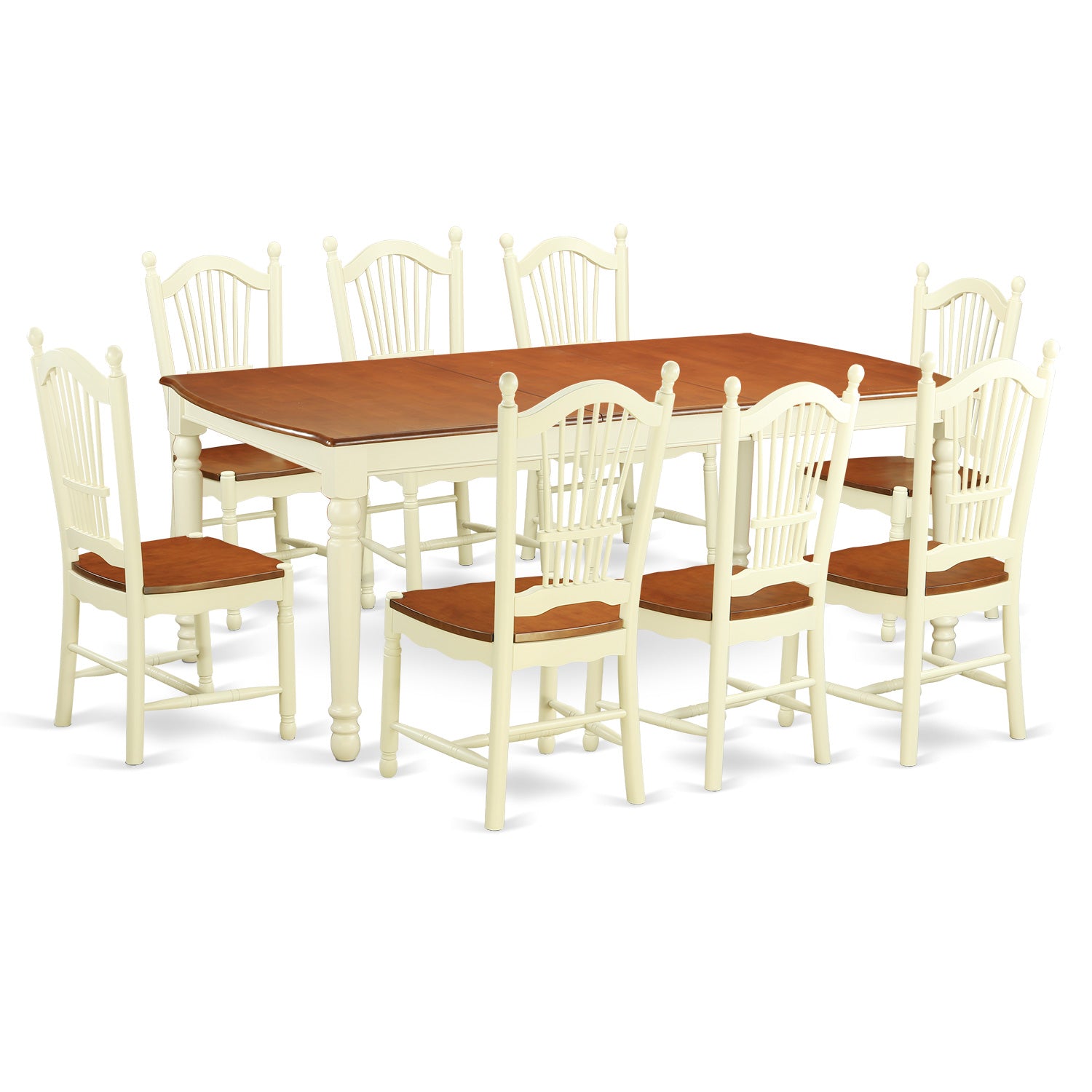 DOVE9-WHI-W 9 PcKitchen nook Dining set for 8- Dinette Table and 8 Dining Chairs