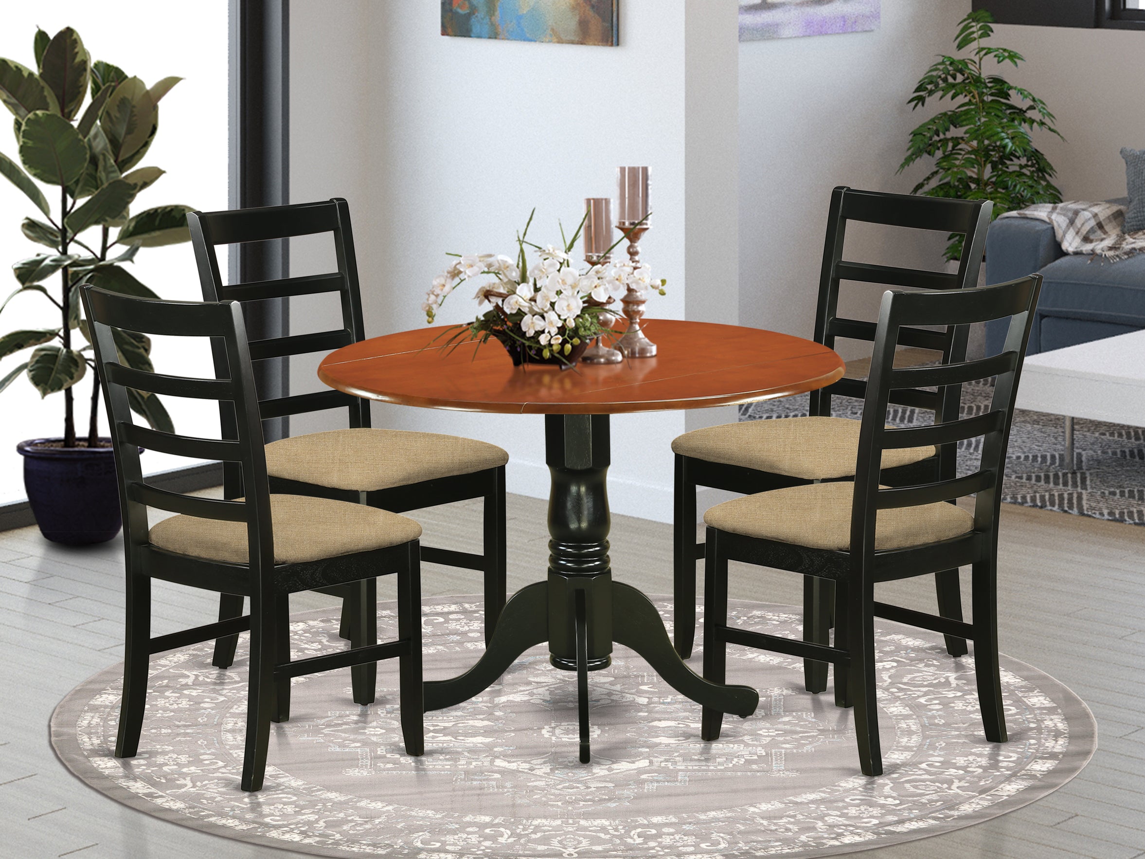 DLPF5-BCH-C 5 PC Kitchen Table set-Dining Table and 4 Wooden Kitchen Chairs