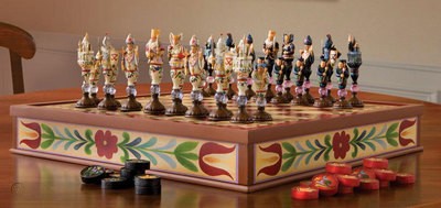 Heartwood Creek Jim Shore Deluxe Chess Checkers Backgammon Game Set - Rare