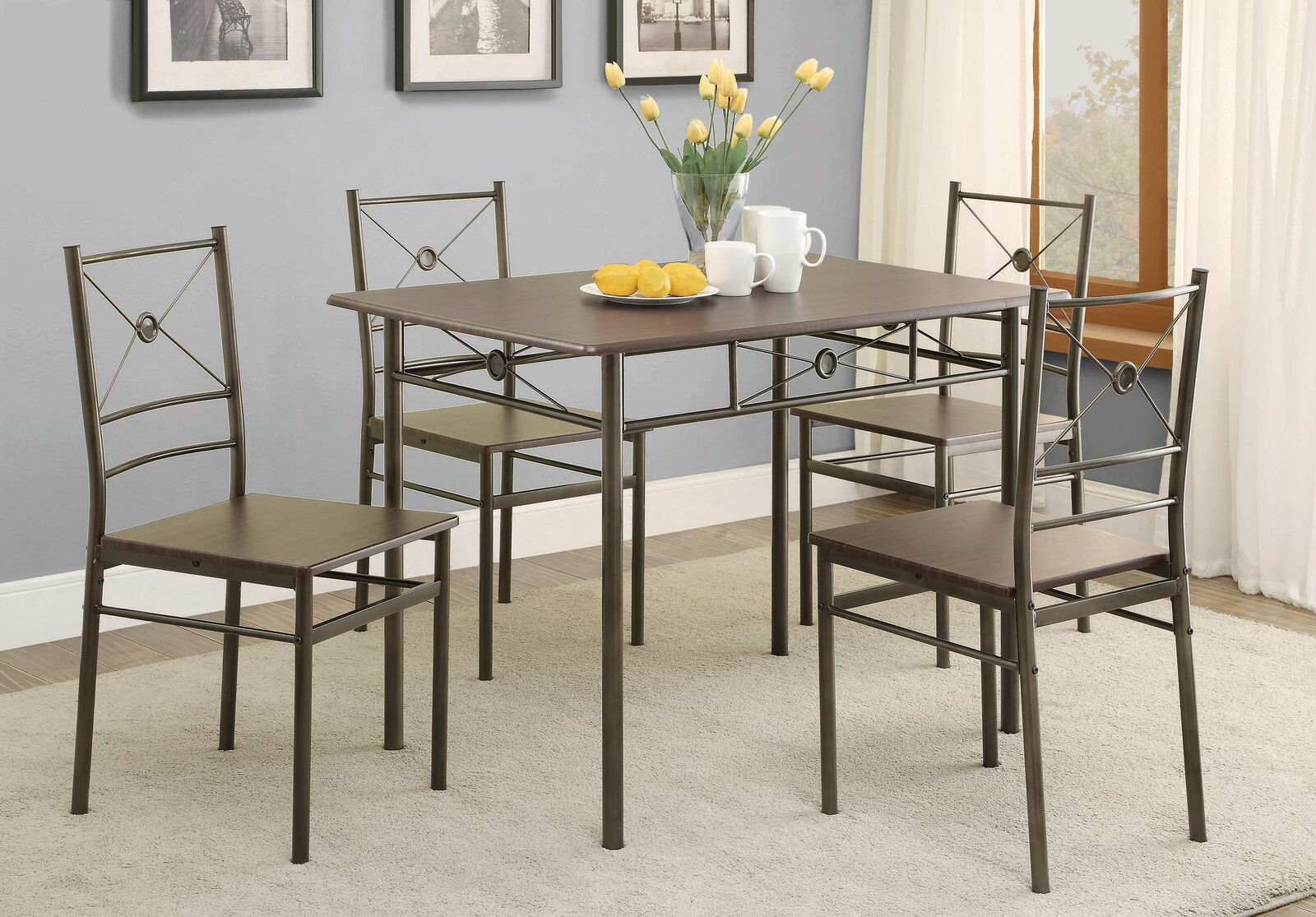 Coaster 5-piece Metal Rectangular Dining Set in Dark Bronze 100033