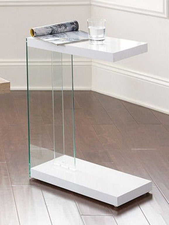 Elaina Chair Side End Table, Glossy White
