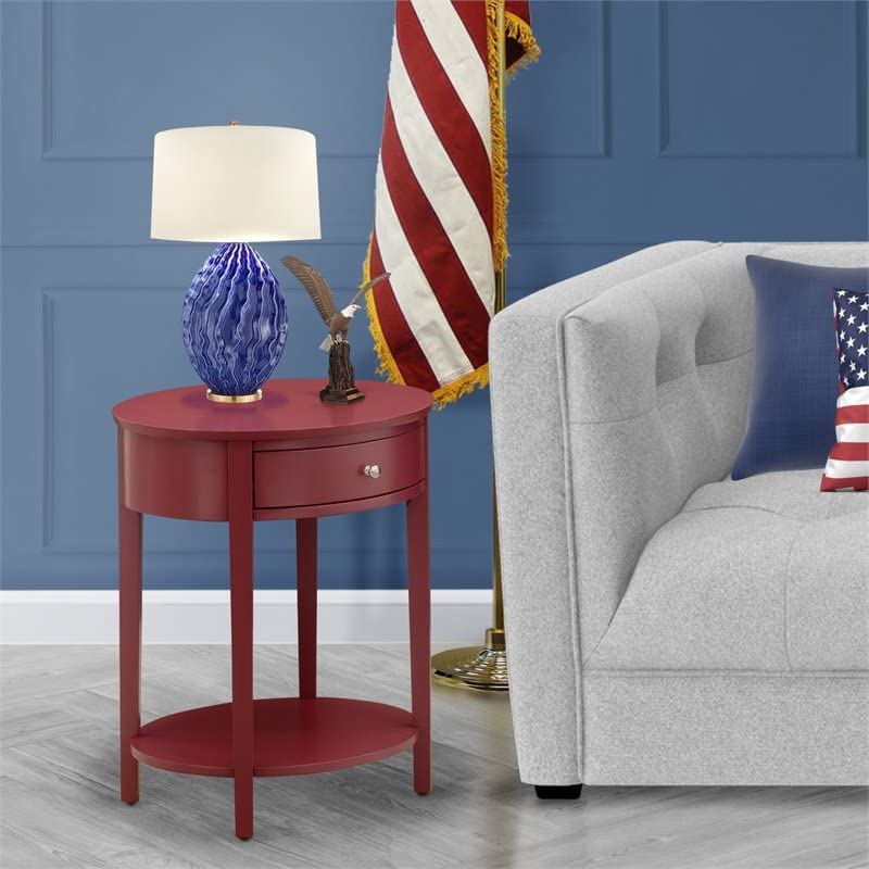 HI-13-ET Modern Solid Wood End Table w/ Drawer Burgundy Finish