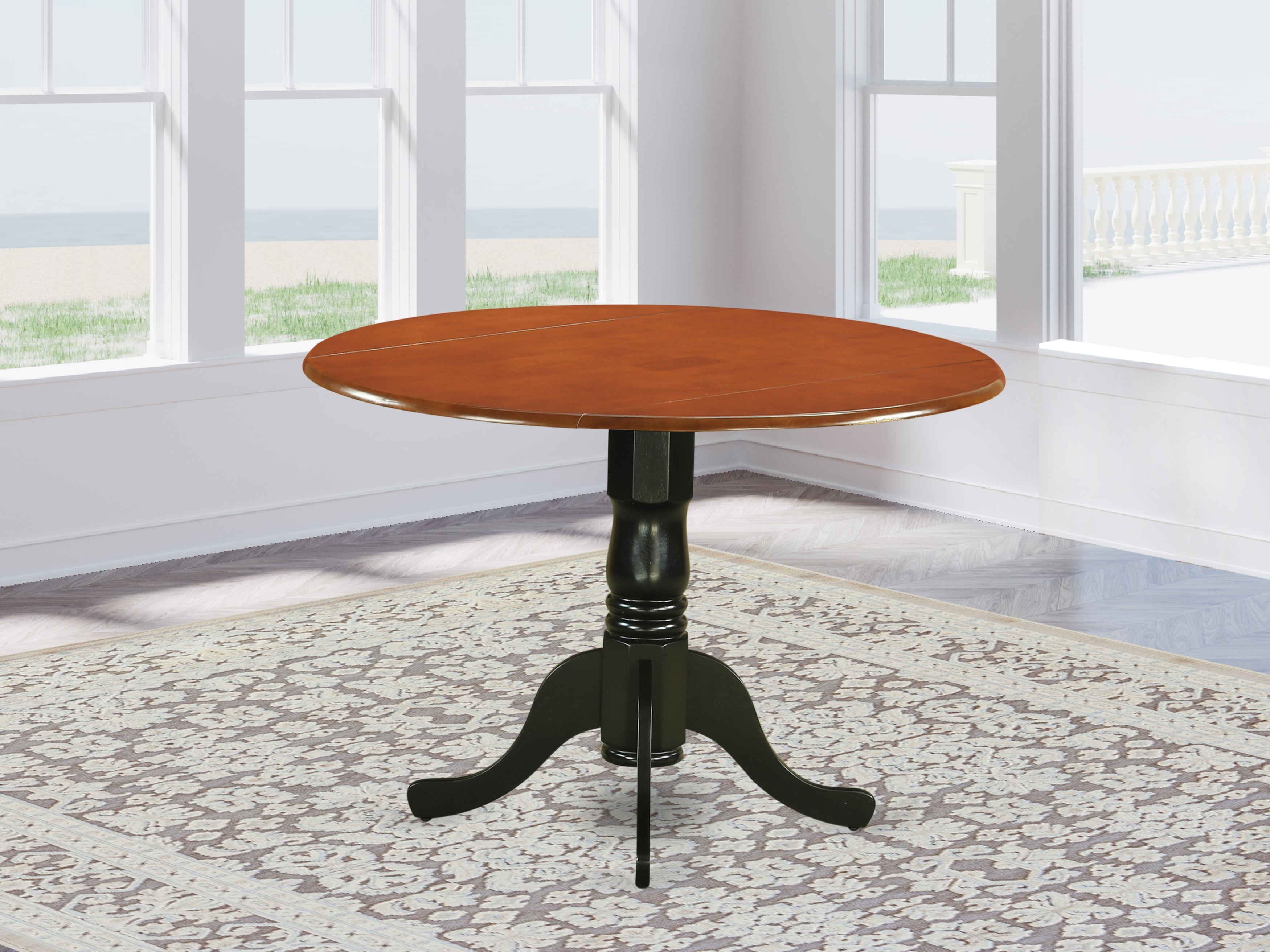 DLT-BCH-TP Round Table with 29" Drop Leaves in Saddle Brown
