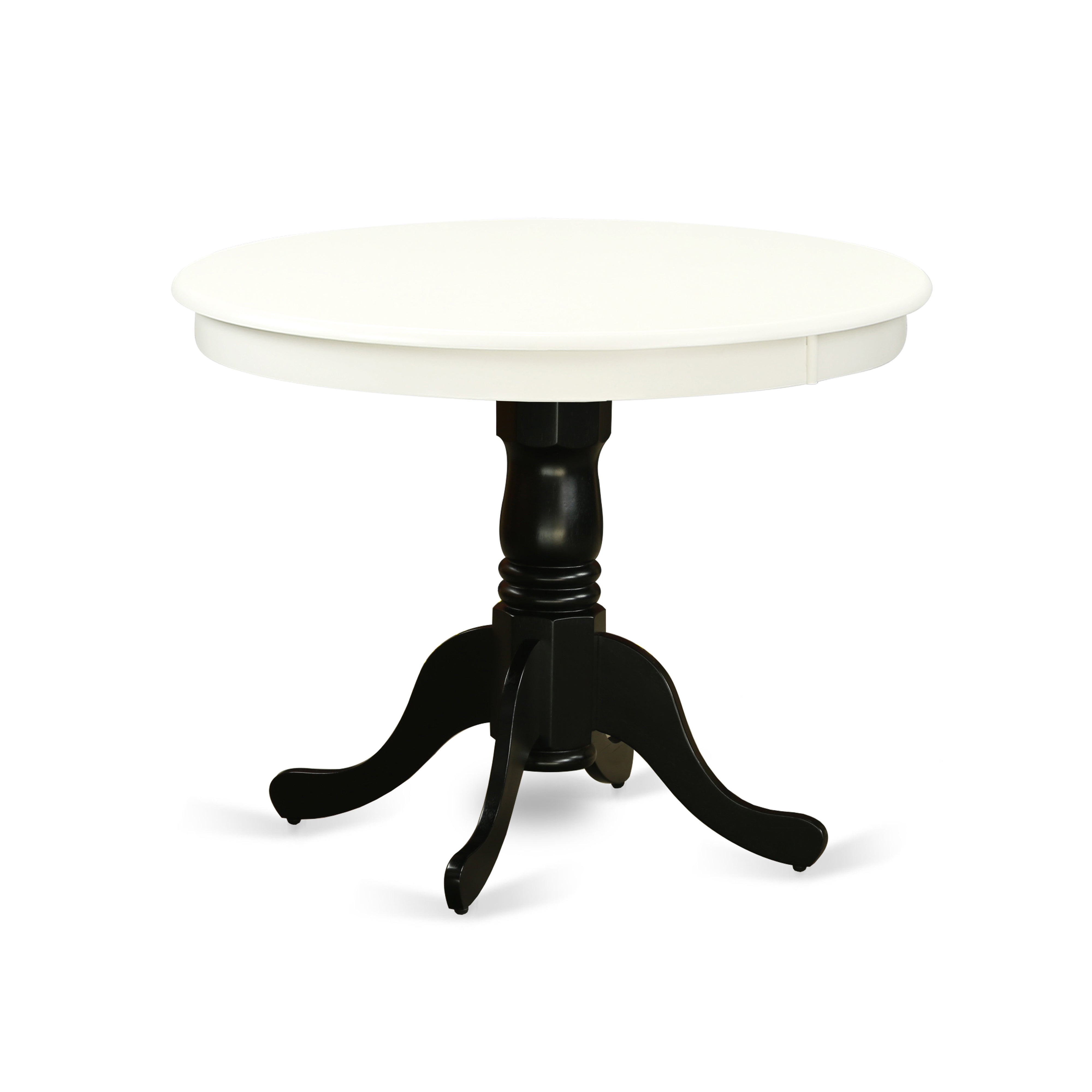 ANT-LBK-TP Antique Table 36" Round in Linen White and Black Finish