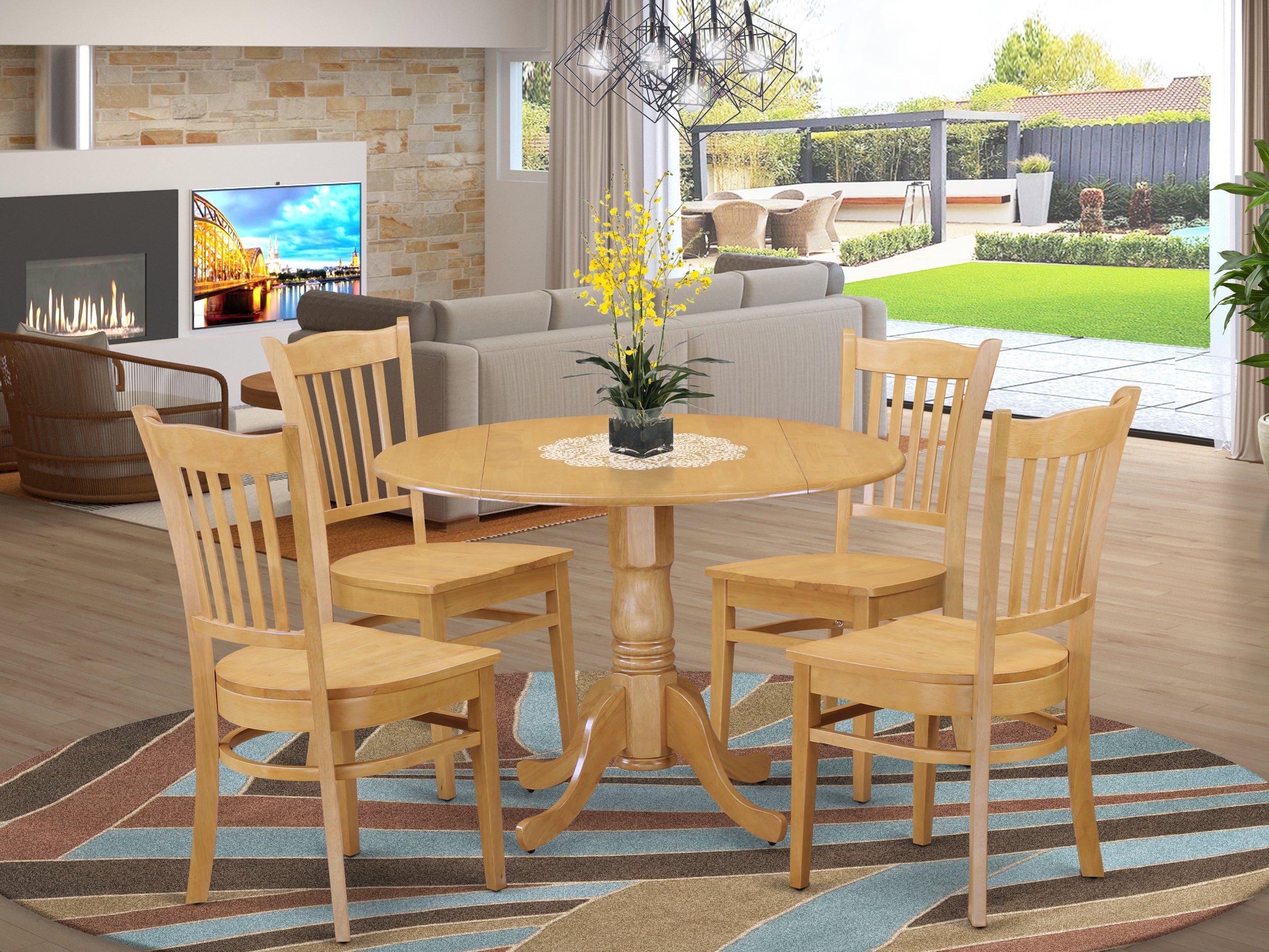 DLGR5-OAK-W 5 PcKitchen Table set - Kitchen Table and 4 Kitchen Dining Chairs