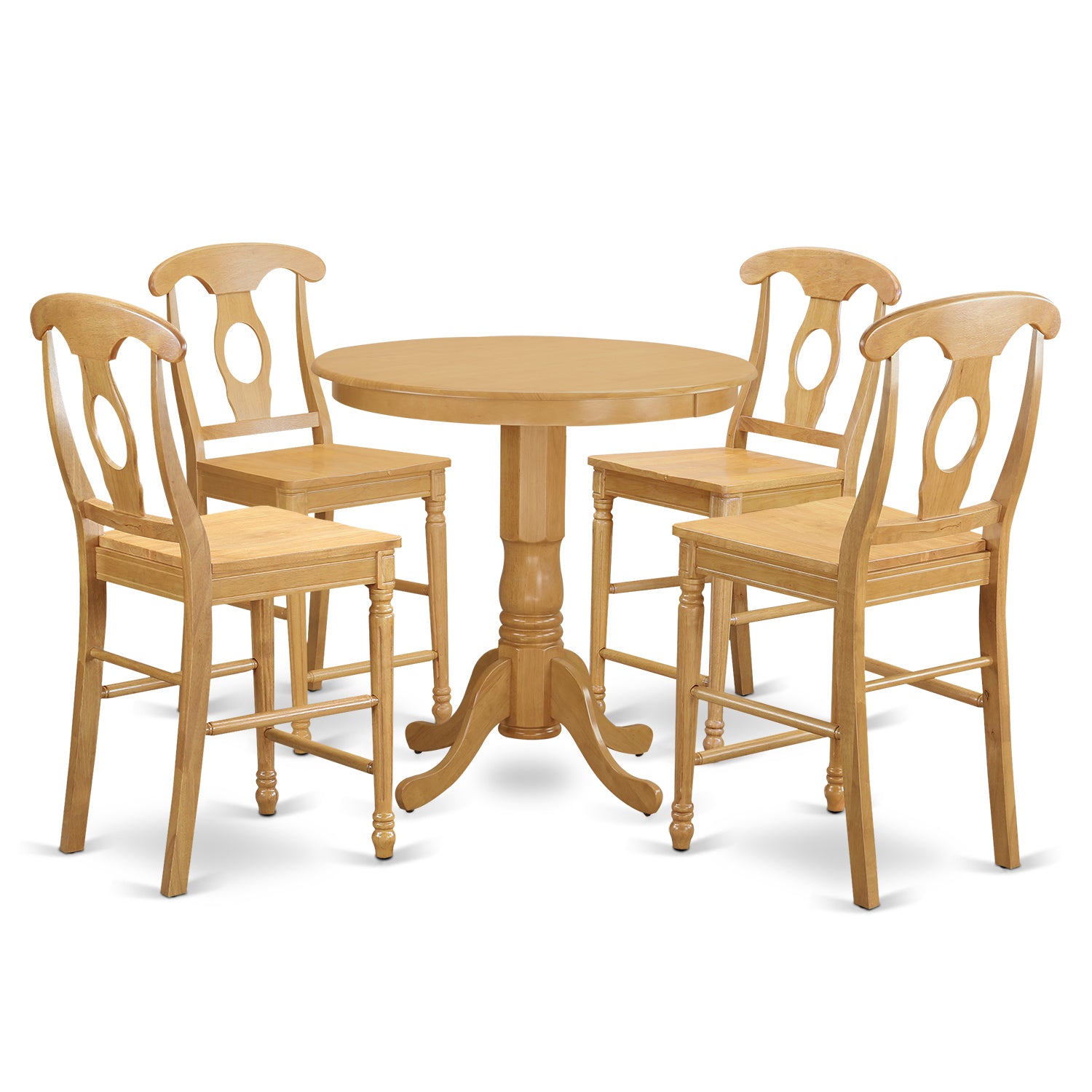 JAKE5-OAK-W 5 Pc Dining counter height set-pub Table and 4 dinette Chairs.