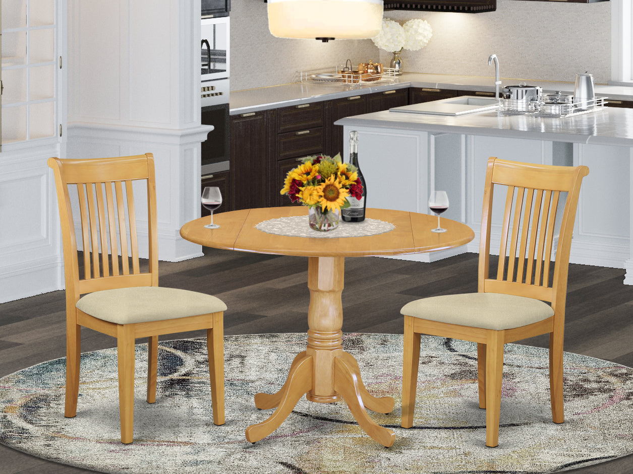 DLPO3-OAK-C 3 PC Dublin kitchen table set-Dining table and 2 cushion Kitchen chairs