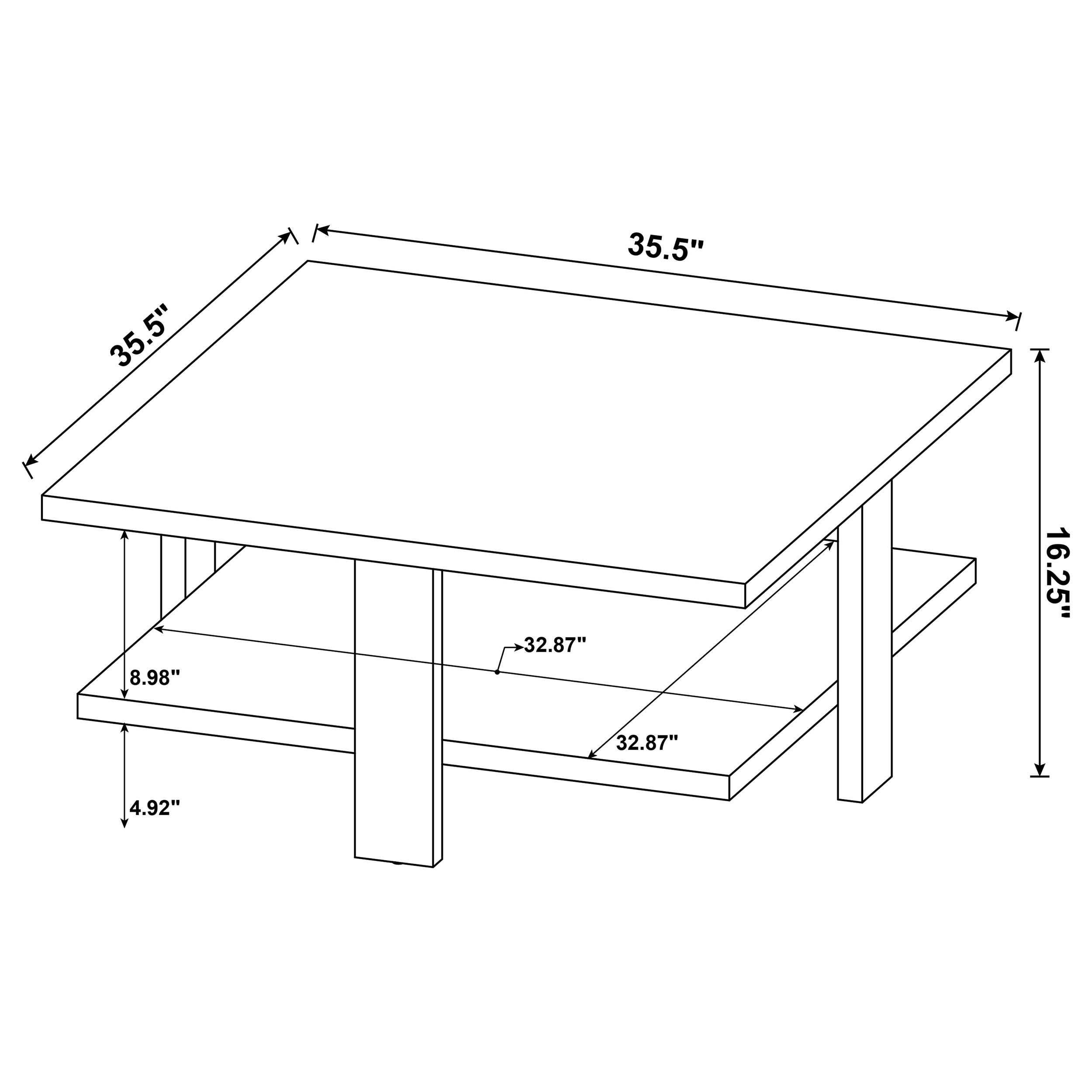 Modern Dawn Square Engineered Wood Coffee Table With Shelf Mango