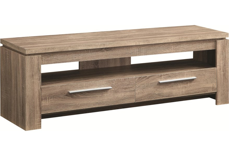 Modern 2-Drawer TV Console In Weathered Brown