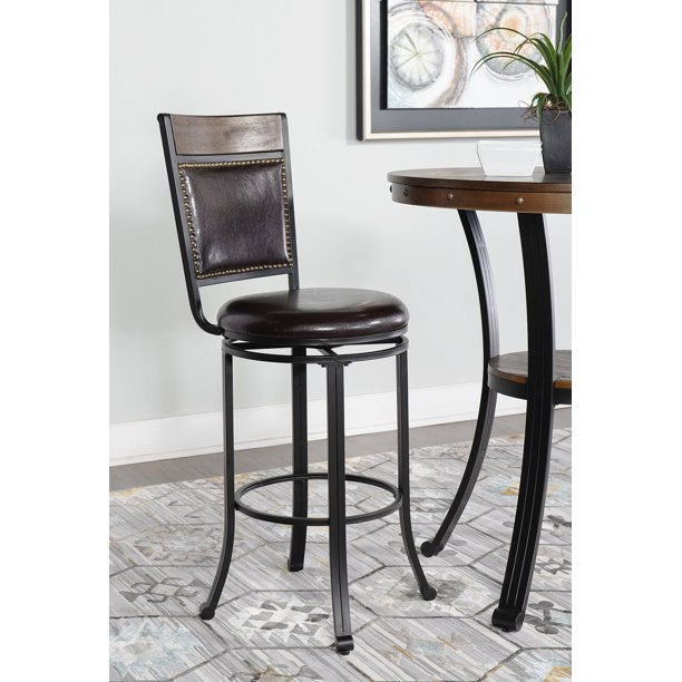 Powell Franklin Metal And Wood Swivel Bar Stool In Brown