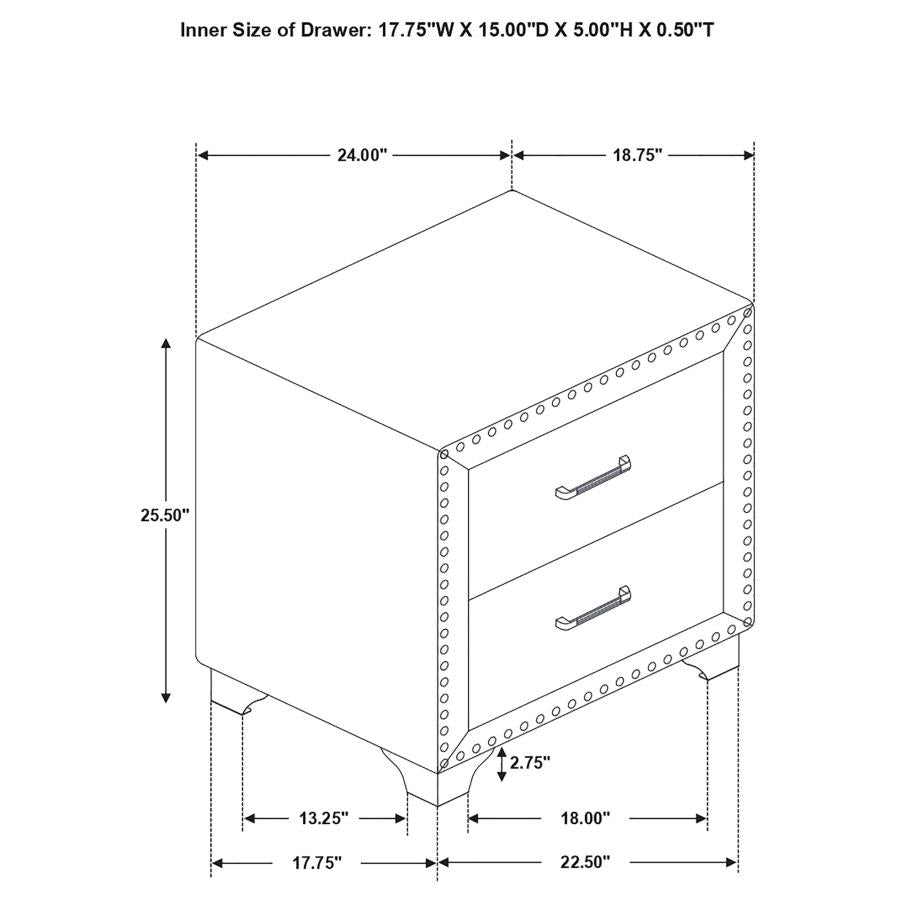 Juliana 2-Drawer Upholstered Nightstand In Pacific Blue