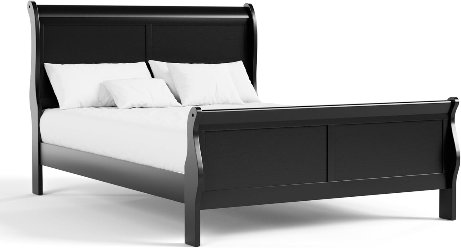 Furniture of America Toni Transitional Solid Wood Panel Queen Bed in Black