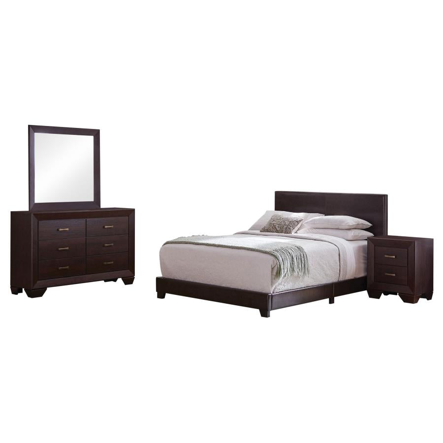 Dorian 4-piece Queen Upholstered Bedroom Set In Brown and Dark Cocoa