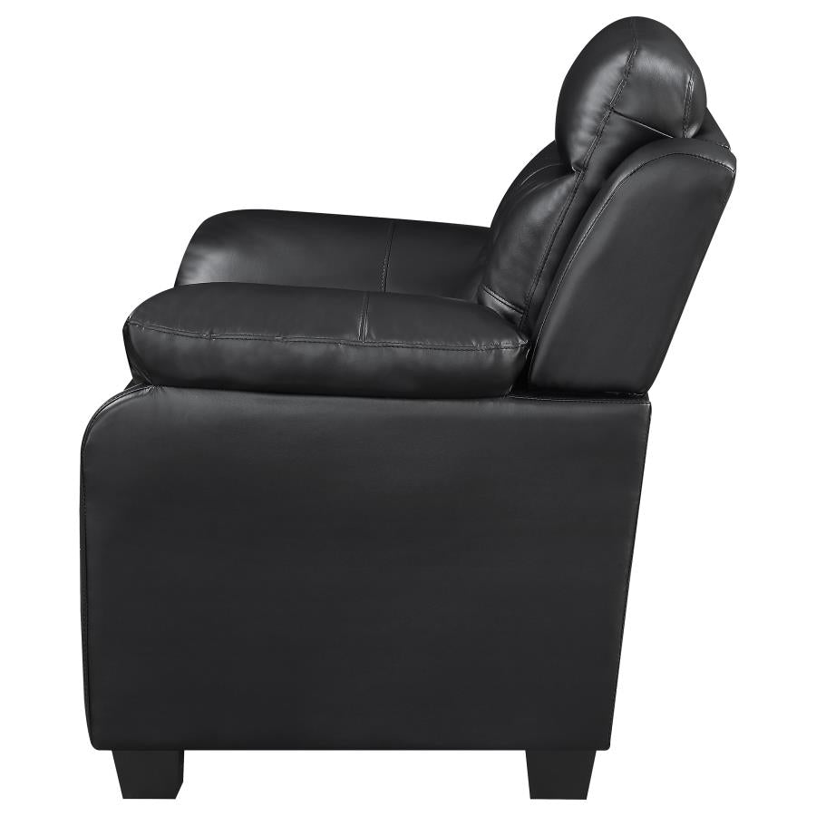 Finley Tufted Pillow Arm Leatherette Upholstered Chair In Black