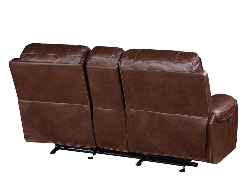 Keily Leatherette Manual Glider Reclining Loveseat in Brown