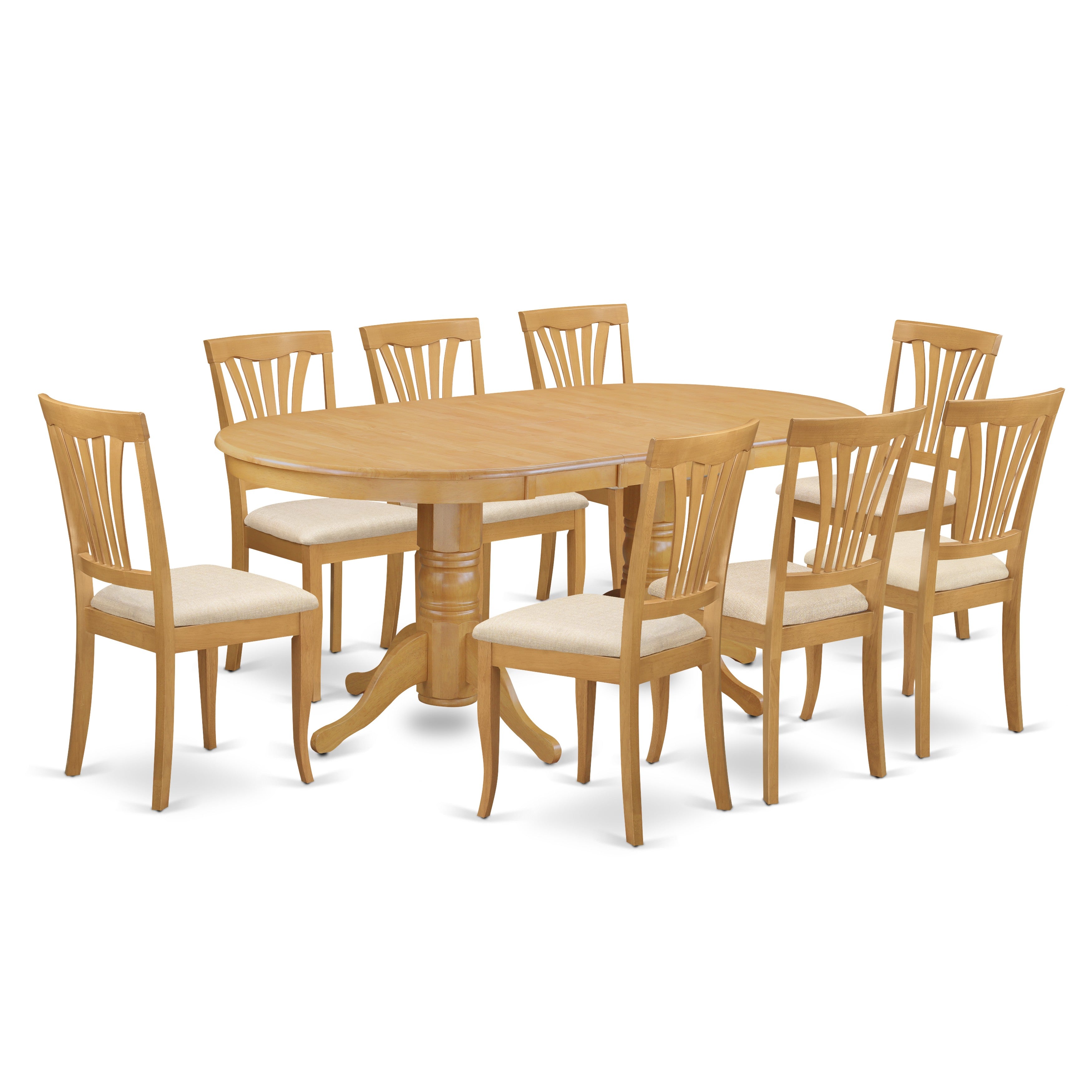 VAAV9-OAK-C 9 Pc Dining room set Dining Table with Leaf and 8 Dining Chairs