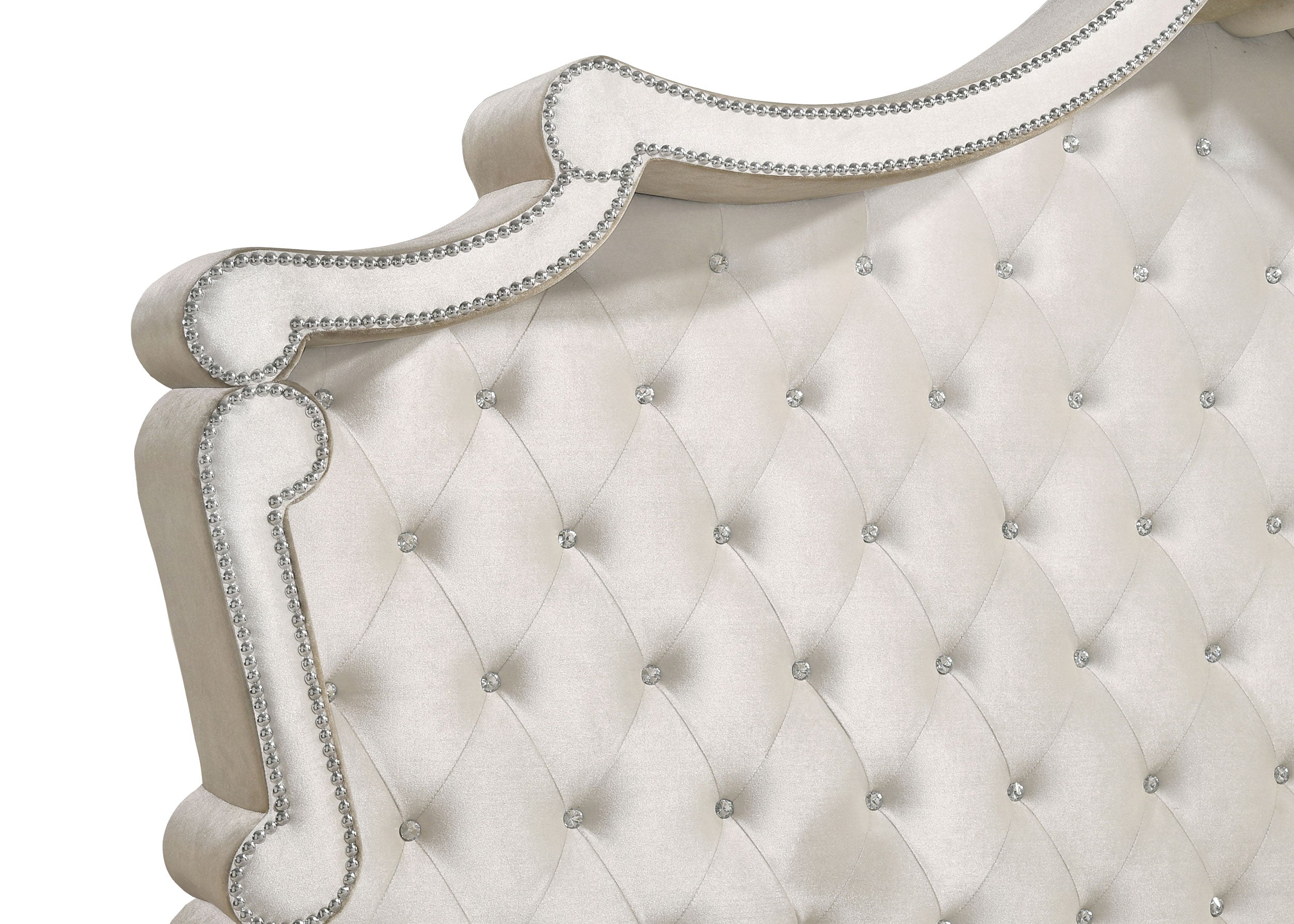 Antonella Upholstered Tufted Queen Bed Ivory and Camel