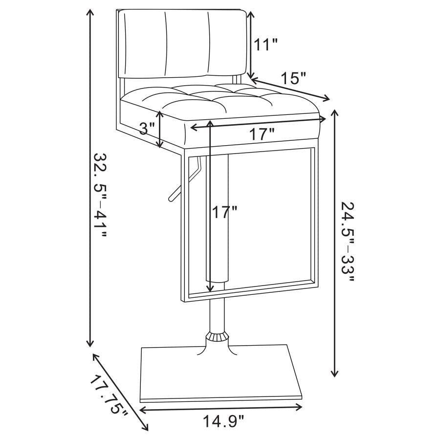 Contemporary Adjustable Bar Stool With Leatherette Seat Chrome And Black 100194