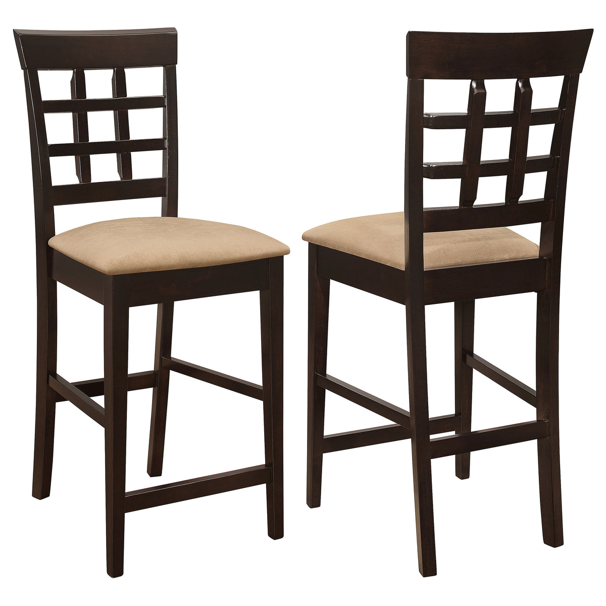 Gabriel Lattice Back Counter Height Chairs (Set of 2) Cappuccino and Tan