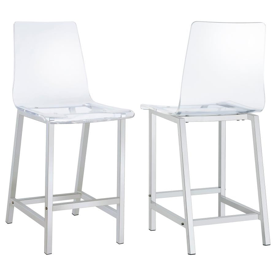 Juelia Counter Height Stools Chrome and Clear Acrylic (Set of 2