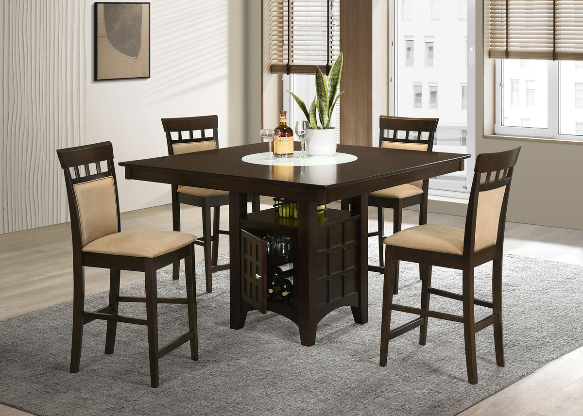 Gabriel 5-piece Square Counter Height Dining Set with Slat Back Chairs Cappuccino