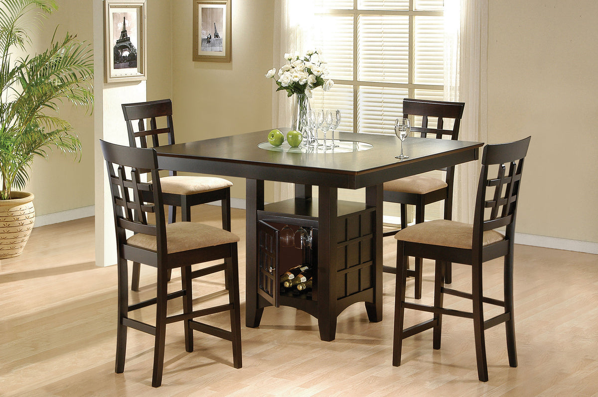 Gabriel 5-piece Square Counter Height Dining Set with Lattice Back Chairs Cappuccino