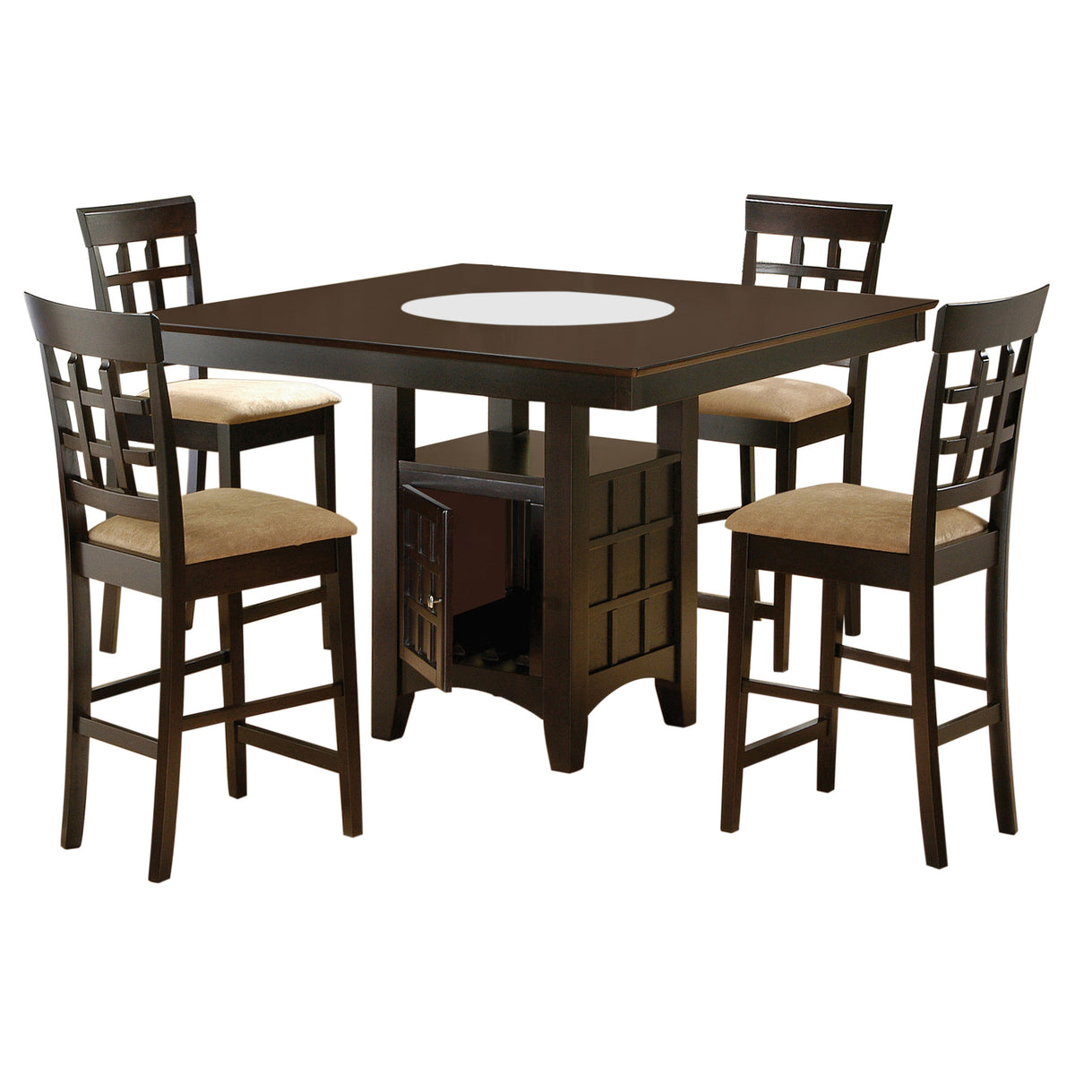 Gabriel 5-piece Square Counter Height Dining Set with Lattice Back Chairs Cappuccino