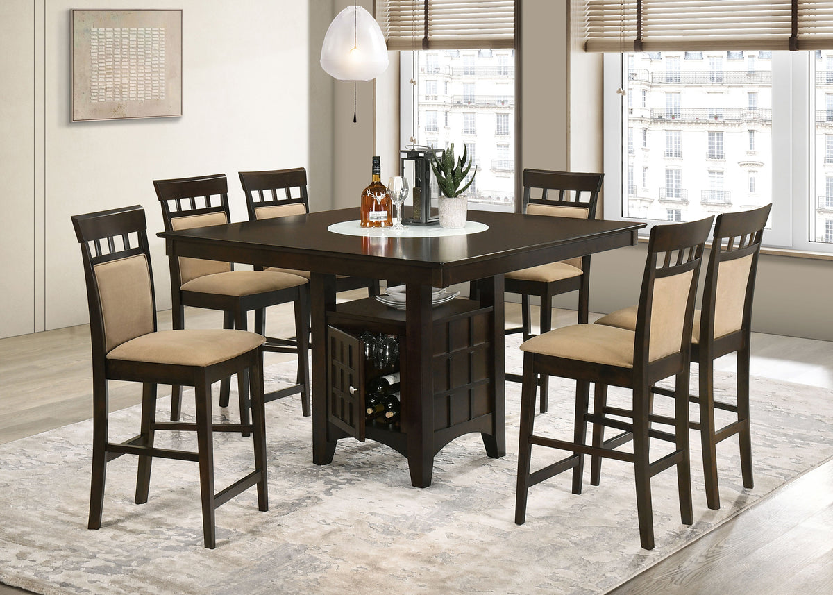 Gabriel 7-piece Square Counter Height Dining Set with Slat Back Chairs Cappuccino