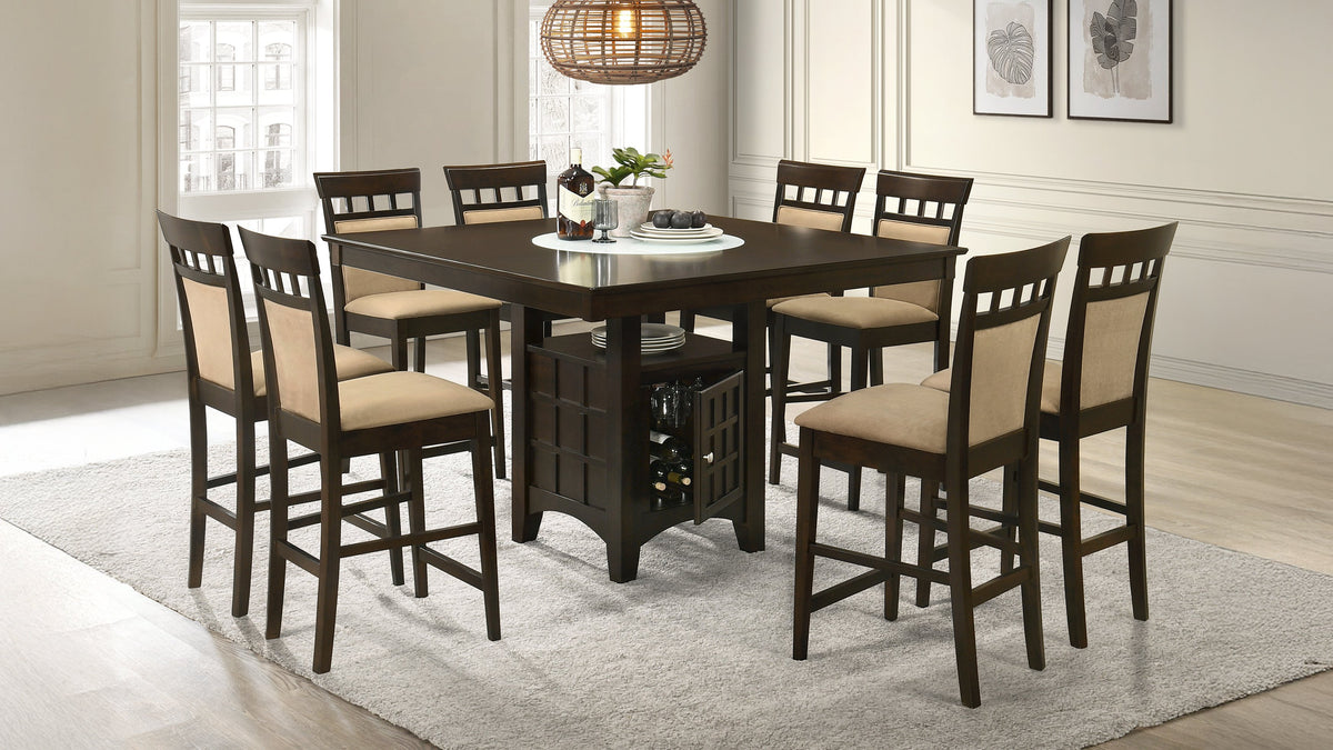 Gabriel 9-piece Square Counter Height Dining Set with Slat Back Chairs Cappuccino