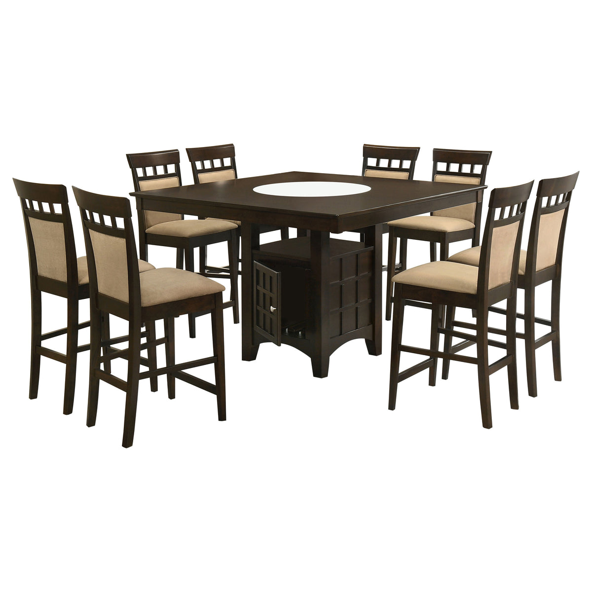 Gabriel 9-piece Square Counter Height Dining Set with Slat Back Chairs Cappuccino
