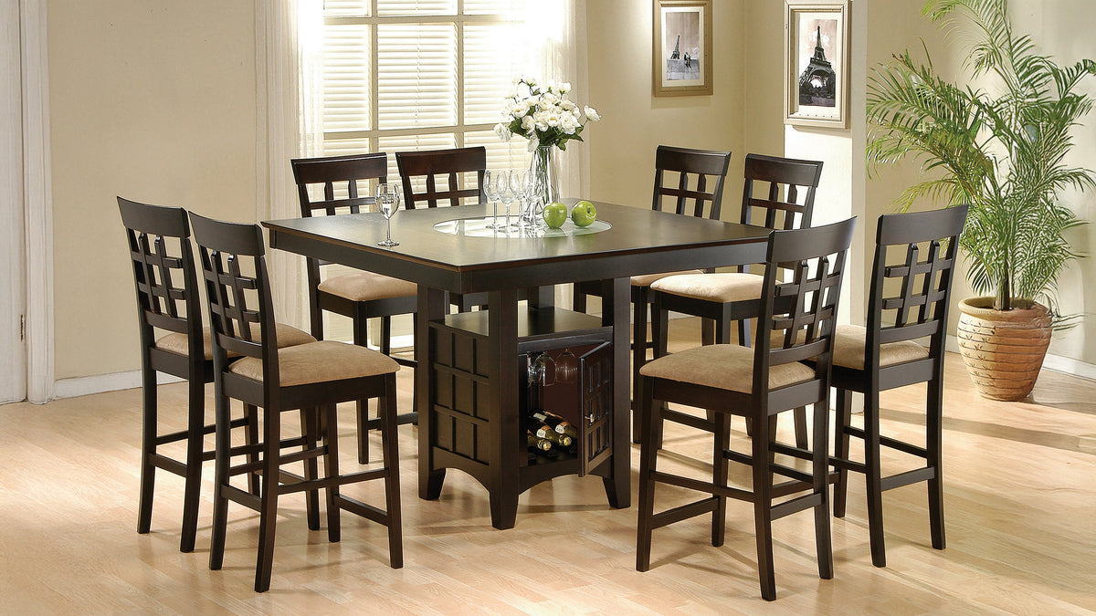Gabriel 9-piece Square Counter Height Dining Set with Lattice Back Chairs Cappuccino
