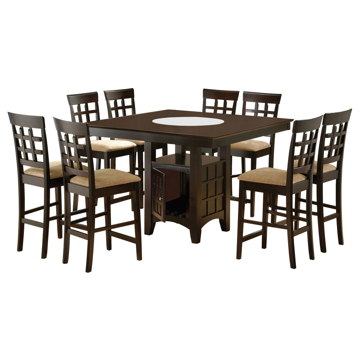 Gabriel 9-piece Square Counter Height Dining Set with Lattice Back Chairs Cappuccino