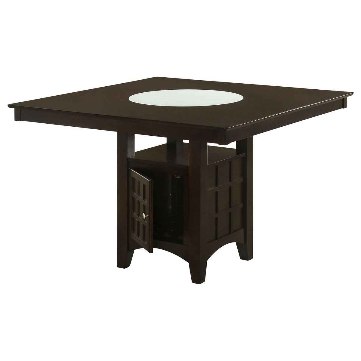 Gabriel 51-inch Square Counter Height Dining Table with Lazy Susan and Wine Storage Cappuccino