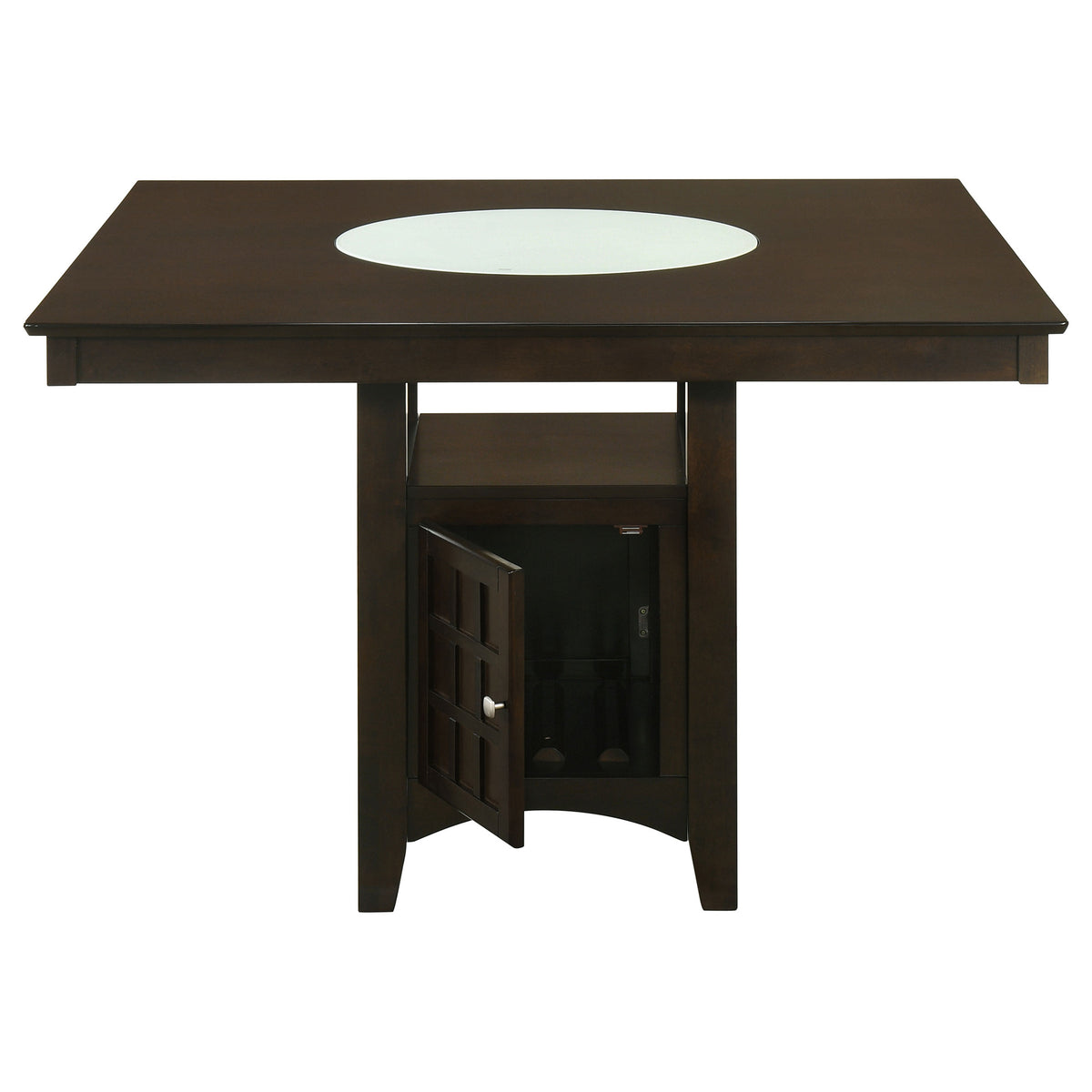 Gabriel 51-inch Square Counter Height Dining Table with Lazy Susan and Wine Storage Cappuccino
